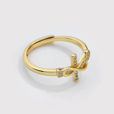 China FASHIONABLE Cross Ring Ladies Jewelry For Girlfriend of Sterling Silver S925 Open Ring Wholesale for sale