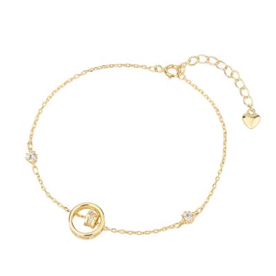 China FASHIONABLE 925 Sterling Silver Double Gold of Ring Zircon Simple Rose Bracelet for sale