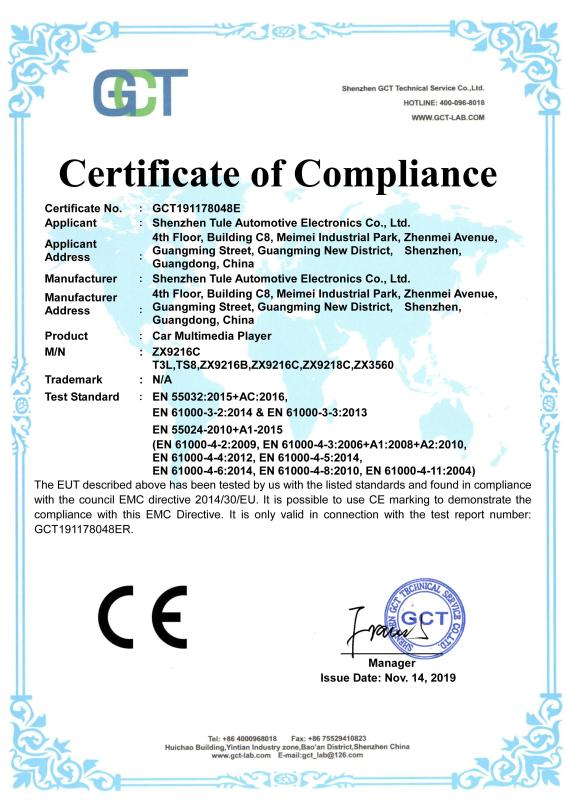 CE - Shenzhen Tule Automotive Electronics Co., Ltd.