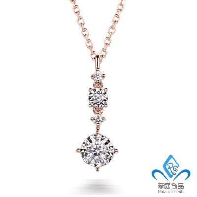 China Elegant Vintage Illusion Cluster Jewelry Designs 14K / 18K Real Gold Diamond Necklace for sale