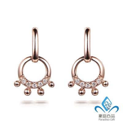 China Cute Daily Fashion Jewelry Design 14K / 18K Real Gold Diamond Earrings for sale