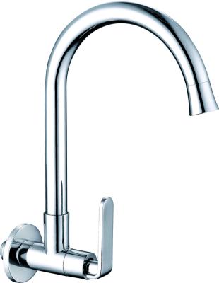 China Modern Wholesale High Quality 304 Stainless Steel Kitchen Faucet Wall-Plated Single Hole Chrome Finish for sale