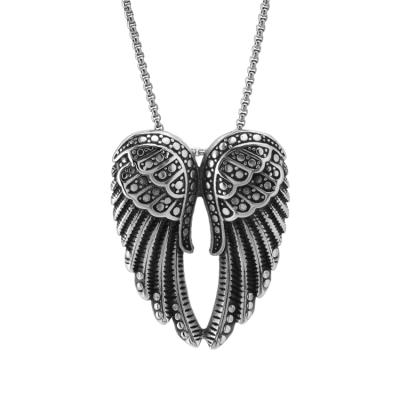 China Cute Stainless Steel Angel Wings Necklaces for Couples Wing Guardian Pendants Girls Necklaces for sale