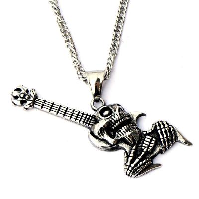 China FASHIONABLE Wholesale Retro Stainless Steel Necklaces Music Jewelry Guitar Pick Necklace Animal Chain Pendant for sale