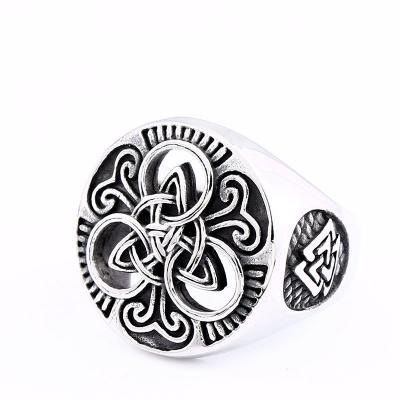 China Hot Sale Stainless Steel Men's Vintage Celtic Knot Ring Viking Rings Jewelry for sale