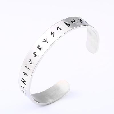 China Viking Runes Stainless Steel Open Norse Cuff Bracelet Viking Runes Stainless Steel Open Norse Symbol Bracelet Hip Hop Mens Cuff Bracelet For Women Men for sale