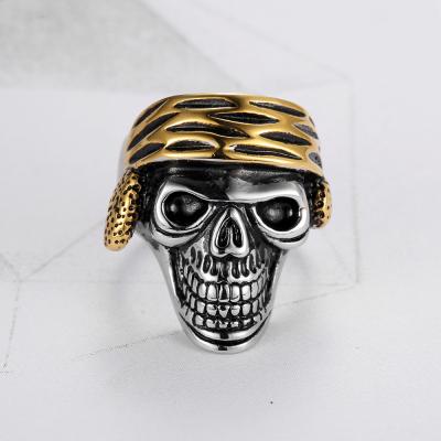 China Religious King Skeleton Metal Rings Stainless Steel Crown Skull Ring Men's Devil's Skull Rings for sale