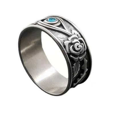 China Fashion Jewelry Religious Eye Of Horus Stainless Steel Fashion Jewelry Rings For Women Men Vintage Blue Eye High Polish Band Ring for sale