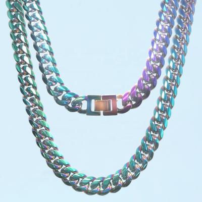 China Factory Price Customized Luxury Miami Punk Cuban Link Colorful Chunky Chakra Link Cuban Bracelets Stainless Steel Jewelry for sale