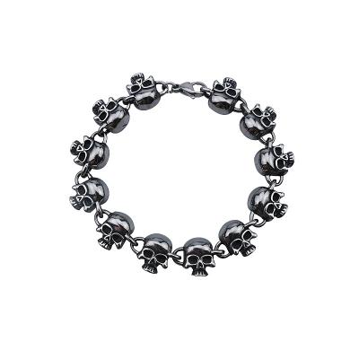 China Main Bracelet Stainless Steel Hiphop Skull Men's Bead Jewelry Accessory Skull Head Bracelet Nickel Free for sale