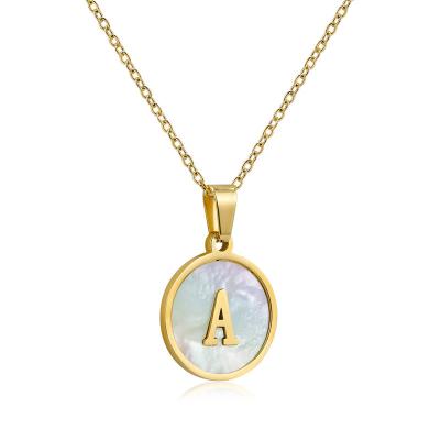 China Hot Selling Stainless Steel Alphabet Initial Shell Charms Necklace 26 Cross Letter Charms Chokers Necklaces Daily Gift for sale