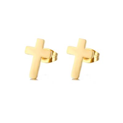 China Fashion Simple Custom Luxury Charm Jewelry Other Christian Gift Personality Design Cross Gold Plated Stud Earrings for sale