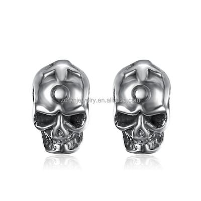 China Skull Halloween Decoration Jewelry Gothic Solid Stud Earring High Polish Punk Skeleton Titanium Personal Earrings for sale