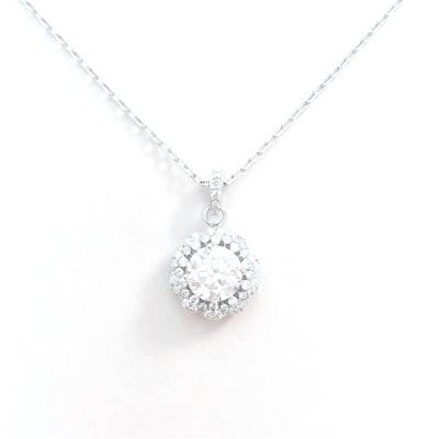 China Romantic 925 Sterling Silver Jewelry Zircon Rhinestone Diamond Flower & Shaped Pendant Necklace For Ladies for sale