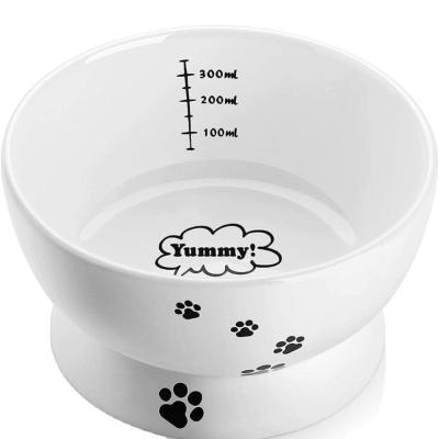 China RTS Amazon Sustainable Hot Sales Pet Bowl Pet Feeder Raised Cat Food Bowl Elevated Dish Ceramic Pet Bowls for Cats or Small Dogs for sale