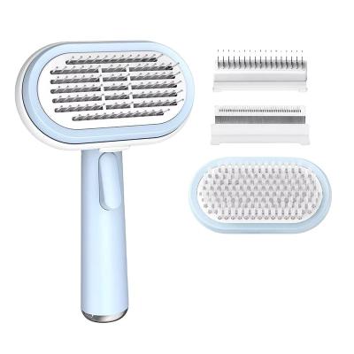 China RTS Amazon Viable Hot Sales Pet Knotted Hair Removal Massage Comb Self Cleaning Detachable 5In1 Dog Grooming Kit Pet Hair Brush Remover for sale