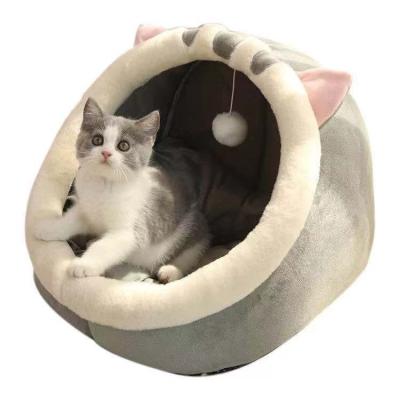 China 2022 Amazon Viable Hot Sales l Pet Beds Winter Cartoon Style Comfy Cotton Cat House Pet Cat Bed For 4 Seasons Removable And Washable for sale