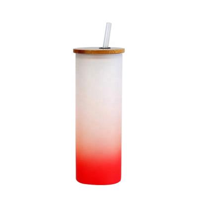 China Viable 25oz Gradient Color Glass Sublimation Tumbler With Lid for sale