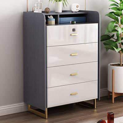 China (Size)Adjustable Smart Bucket Wardrobe With Fingerprint Lock 3 Drawer Cabinet Bedroom Furniture Living Room Simple Wood for sale