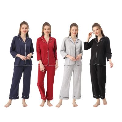 China QUICK DRY 4colors winter sleepwear pajamas for lady 2 pieces set full sleeve women pajamas for sale