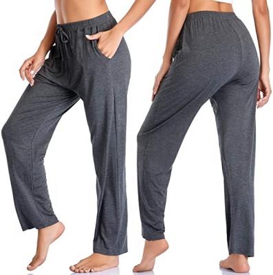 China Anti-Wrinkle Women's Yoga Pants Soft Comfortable Stretch Loose Straight Casual Sporty Pants Running Workout Lounge Pants With Pockets for sale