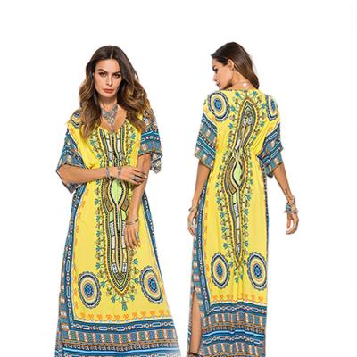 China Cheap Split Kaftan Beach Wear Designs Kaftan Women Maxi Dresses Ladies Split Dresses for sale