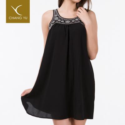 China Anti-static black short dress plus size sexy black sleeveless dress la belle for sale