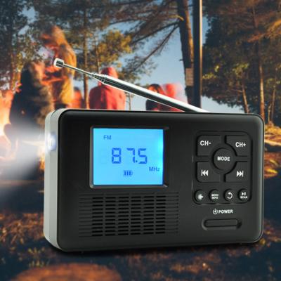 China Portable Digital Display FM Digital Radio Kurbel Servifel Digital Clock Alarm Emergency Flashlight Crank Wind Up Dynamo Usb TF Fm Dab Solar Radio for sale