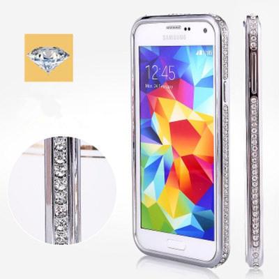 China Silver Rhinestone Bling Metal Cell Phone Cases Frame Bumper Case for S5 I9600 for sale