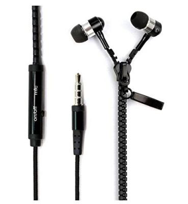 China Stereo Metal Ear Plug Earphones / Zipper Earphones with Mic 3.5mm for sale