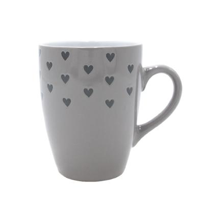 China Viable High Quality Printing Heart Porcelain Coffee Mug Cup Back Ceramic Mug Small With Handled for sale