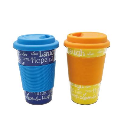 China Funnel Shape Travel Coffee Mug Viable Insulating Ceramic Mug With Silicone Lid for sale