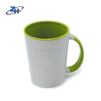 China Factory Sustainable Professional Supply Indoor Color Glazed Ceramic Mugs With Color Handle for sale