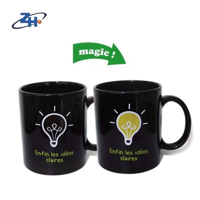 China Sustainable Magic Mugs Color Change Mugs 11oz Black Coffee Mug For Custom Wholesale for sale