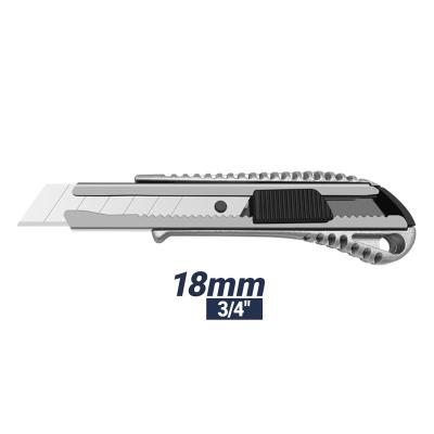 China Aluminum Alloy Cheap Heavy Duty Retractable Cutter Open Cutter 18mm Slide Box Knorr Alfedo Utility Knife for sale