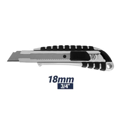 China Aluminun Alloy 18mm Retractable Aluminum Alloy Safety Cutter Utility Knife for sale