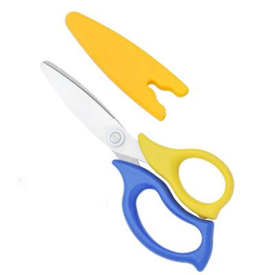 China With Cover Device Children Safety Stationery Paper Scissors School Office Shears With Cover Device for sale