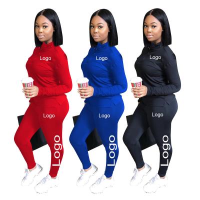 China Viable 2021 Fall Solid Color NK Branded Logo Long Sleeve Womens Ladies Leggings Sport Casual 2 Piece Set Women Sweatsuit Set Tracksuit for sale