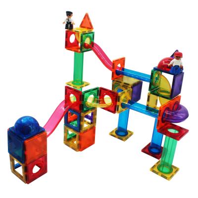 China Study of & New High Quality Educational Colorful Magnetic Building Construction Tiles Marble Running Race Toys for sale