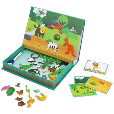 China Cartoon Toy Colorful Animal World Magnetic Art Case Jigsaw Puzzle Educational Kids Diy Toys for sale