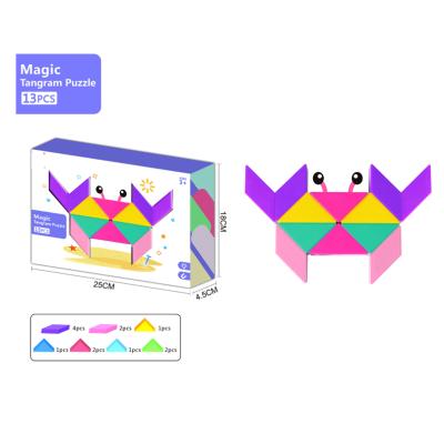 China Educational DIY Toys 13pcs Colorful Magic Tangram Puzzle Kids Diy Games Magnet Toys For Boys Girls for sale