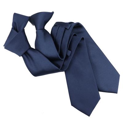 China 100% Handmade Fashionable Silk Polyester Solid Color Navy Blue Mens Business Ties Manufacturers for sale