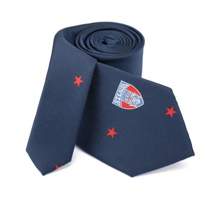 China 100% Polyester Woven Jacquard Netting Ties Custom Logos Handmade Beautiful Star Navy Blue Classic for sale