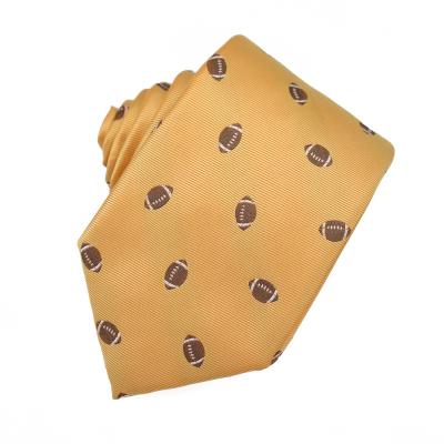 China 100% Custom Nice Quality Best Quality Men's Custom Made Private Label Polyester Yellow Tie Pattern Football Ties for sale