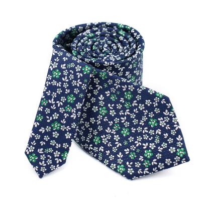 China 100% Hot Fashion Mens Navy Blue Jacquard Polyester Cheap Ties Handmade Woven Beautiful Green Floral Ties for sale