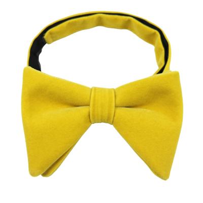 China 100% Handmade Plain 100% Polyester High Quality Yellow Men's Yellow Velvet Adjustable Pre Tied Bow Ties From China Supplier for sale