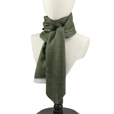 China Custom Soft Feeling Soft Green Designer Herringbone Stripe Woven Jacquard One End Tie Winter Woolen Scarf Unisex for sale