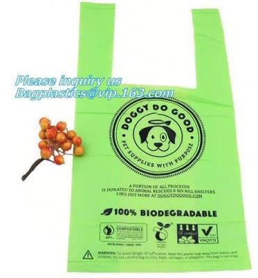 China cornstarch 100% compostable biodegradable dog poop bags, compostable pet poop dog print bags, Pick Up Waste Pet Dog Poop for sale