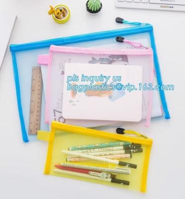 China Office Stationery Mesh Bags With Slider Zipper, expanding file/folder/File cover/documents pouch carry bag for sale