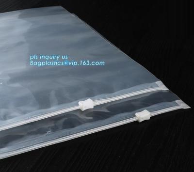 China slider pvc vinyl hanger bag, vinyl PVC bags with slider zipper, OEM clear plastic zipper pouch/ clear vinyl slider zippe for sale